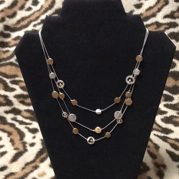 New York & Company Jewelry - New York & Co triple strand necklace mixed metals NWT